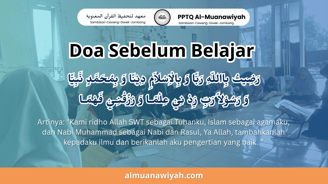Para santri sedang belajar kitab kuning bersama di pesantren, menggambarkan pentingnya doa sebelum belajar agar ilmu yang diperoleh bermanfaat