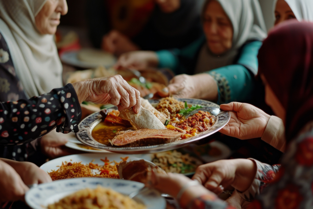 gambar muslim makan bersama ilustrasi kedermawanan sa'ad bin ubadah