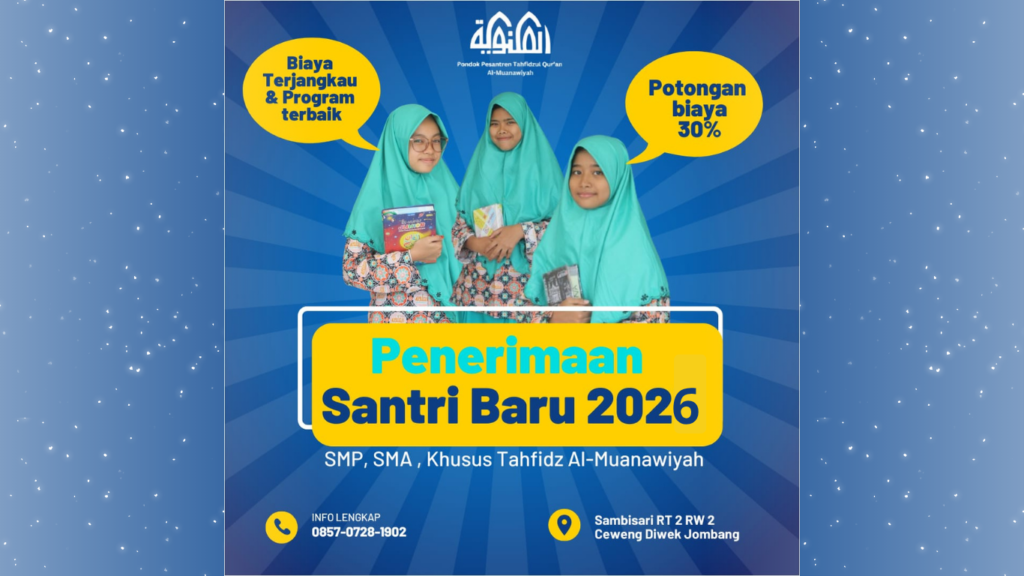 Poster penerimaan santri baru 2026 PPTQ Al Muanawiyah