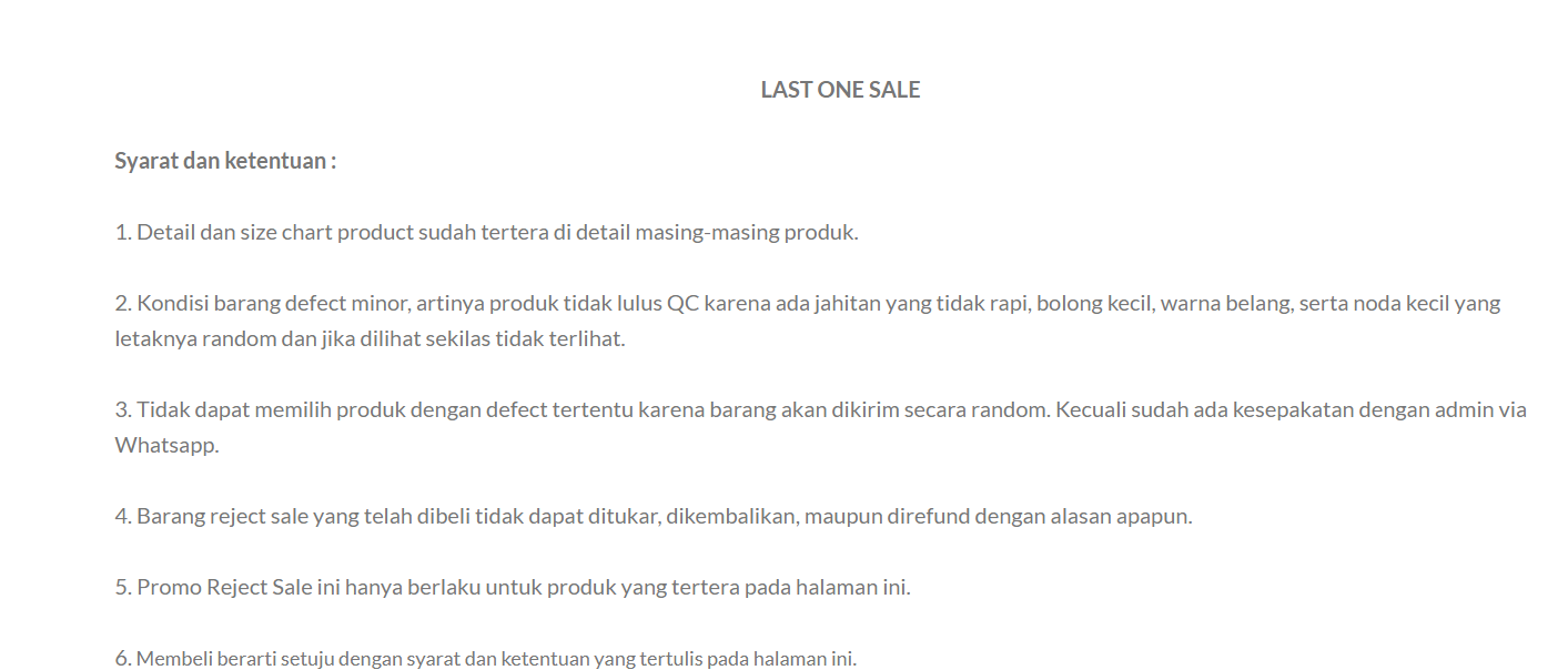 deskripsi produk defect sale sneaky pair sebagai contoh penerapan etika bisnis dalam Islam