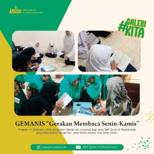 gambar santri putri SMPQ Al Muanawiyah dalam kegiatan Gerakan Membaca Senin Kamis (Gemanis)