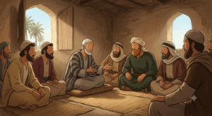 gambar animasi diskusi sebelum proses pengangkatan Umar bin Khattab