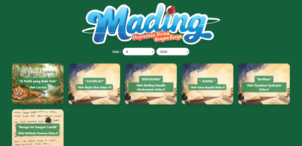 tampilan mading digital SMPQ Al Muanawiyah