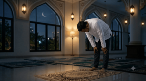 gambar pria rukuk shalat dalam hikmah qiyamul lail